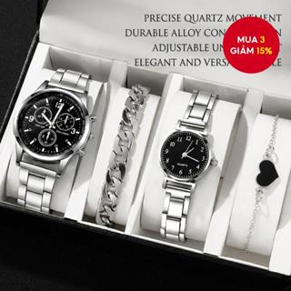 4 Cái / bộ Bộ Cặp Đôi Thời Trang Đồng Hồ Thạch Anh Nam Doanh Nhân Nữ Thường Ngày Mặt Số Ả Rập Vòng Tay Bộ Không Có Hộp – Quà Tặng Valentine Hoàn Hảo
