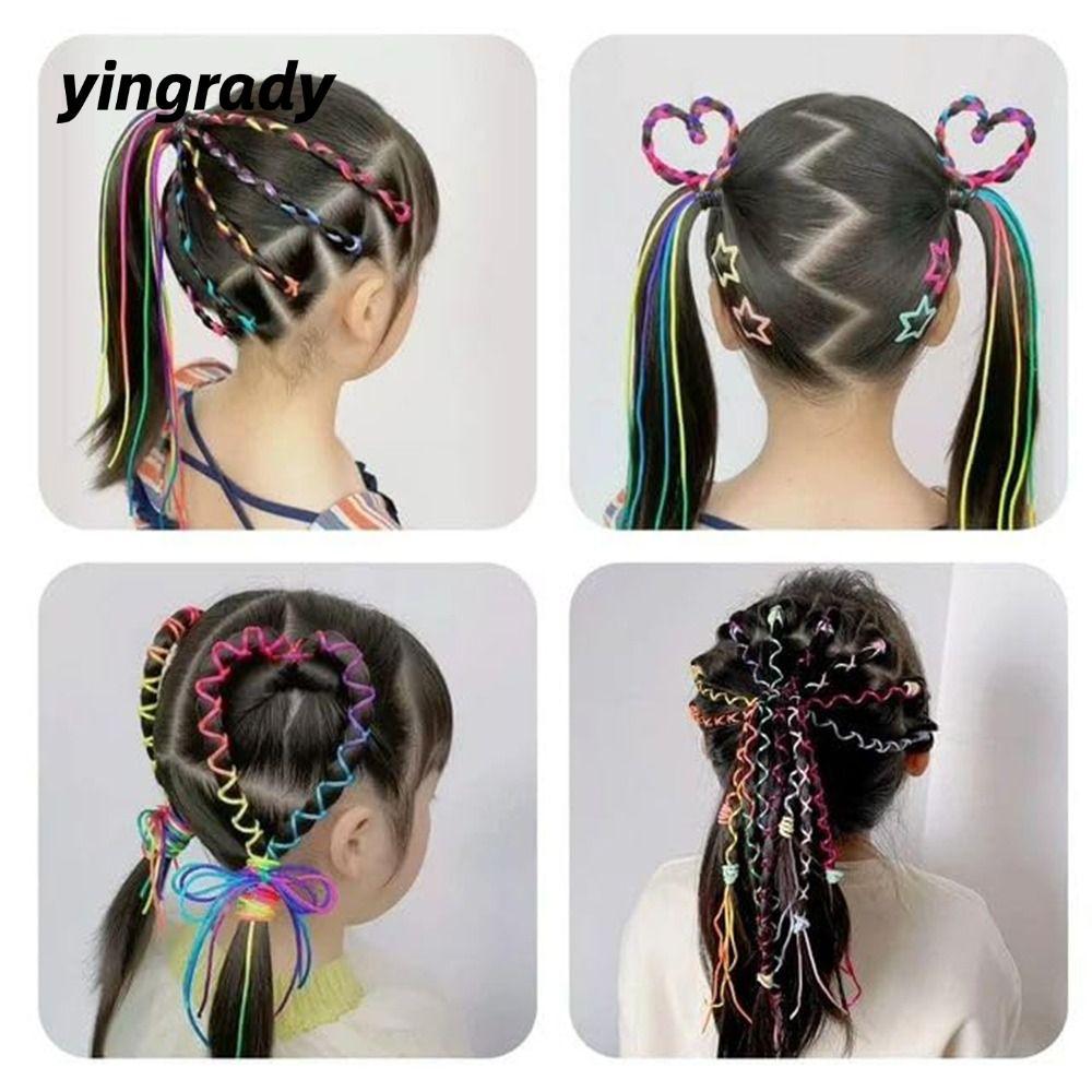 YINGRADY 16 / 24 / 32 Dây buộc tóc đầy màu sắc, Dây buộc tóc màu Gradient bện cầu vồng, Dây buộc tóc