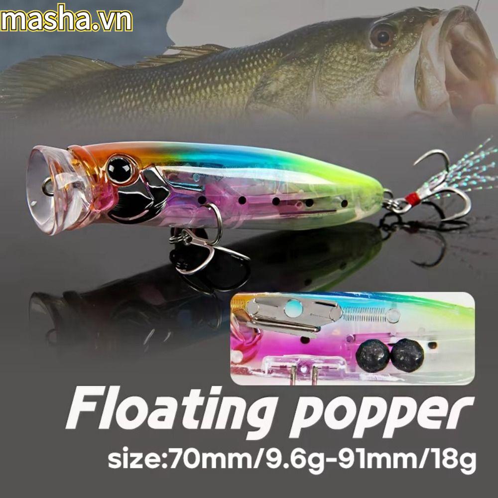 Mồi Popper Nổi, Mồi Cứng 9.6g / 70mm Mồi Cứng Topwater, 2025 Quả Bóng Thép Nổi Nhân Tạo Popper Bass 