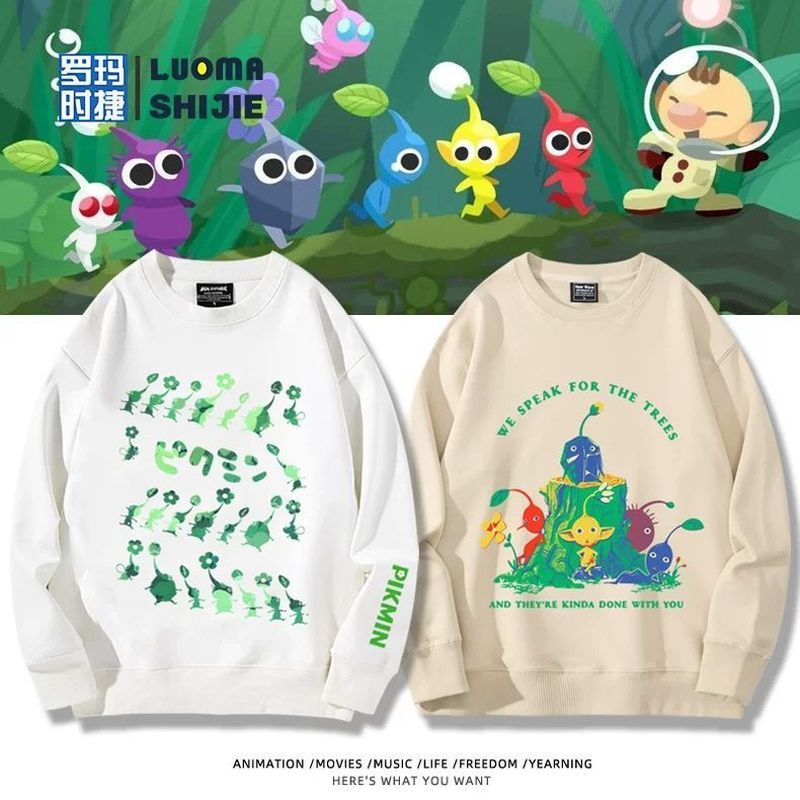 <[Hàng có sẵn] Áo cổ tròn Pikmin PIKMIN4 Anime, phù hợp nam nữ, thời trang đáng yêu
