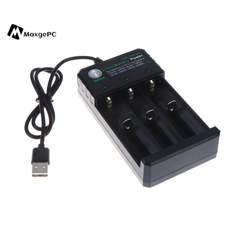 [Max-t] Bộ sạc pin Li-ion 3 khe 18650 Bộ sạc USB Bộ sạc pin Li-ion có thể sạc lại cho pin 18650 mới