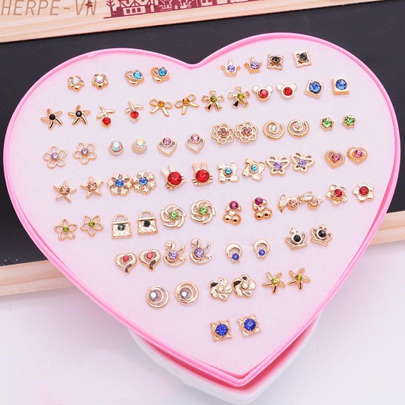 [HERPEVN]36 Pairs Earrings Studs Mordern Life Rhinestone Women 36 Pairs Crystal[Ready stock]