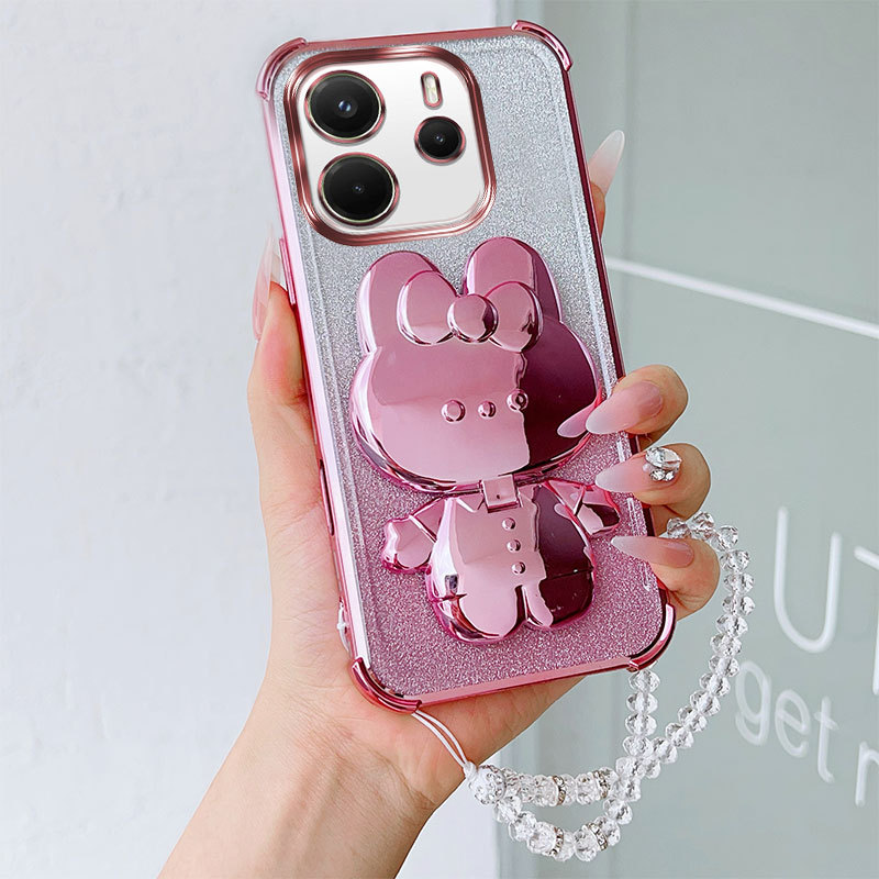 Ốp Điện Thoại Chống Sốc Sang Trọng Có Chân Đế Xoay Trang Điểm Hình Thỏ Dễ Thương Dây Pha Lê Cho Redm