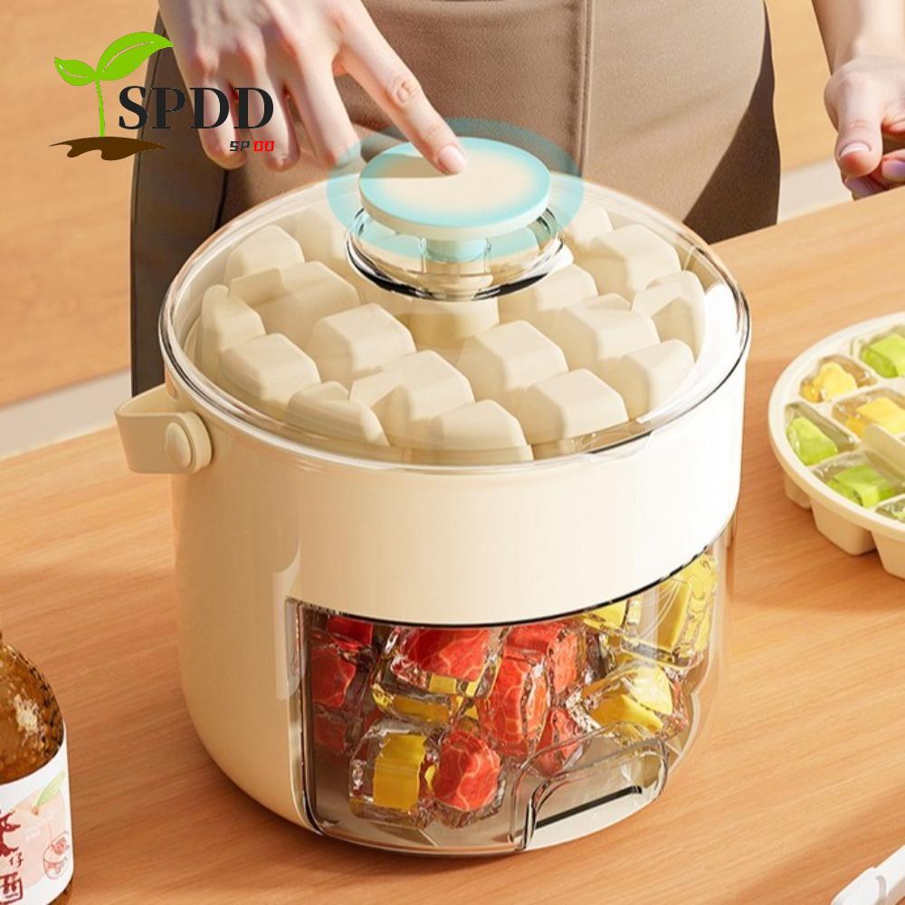 Khuôn Làm Đá SPDD, Máy Làm Đá Hai Lớp Dung Tích Lớn, Đẩy Đá Nhanh Dễ Dàng Giải Phóng Đa Năng Di Động Khuôn Đá Khay Nước Trái Cây