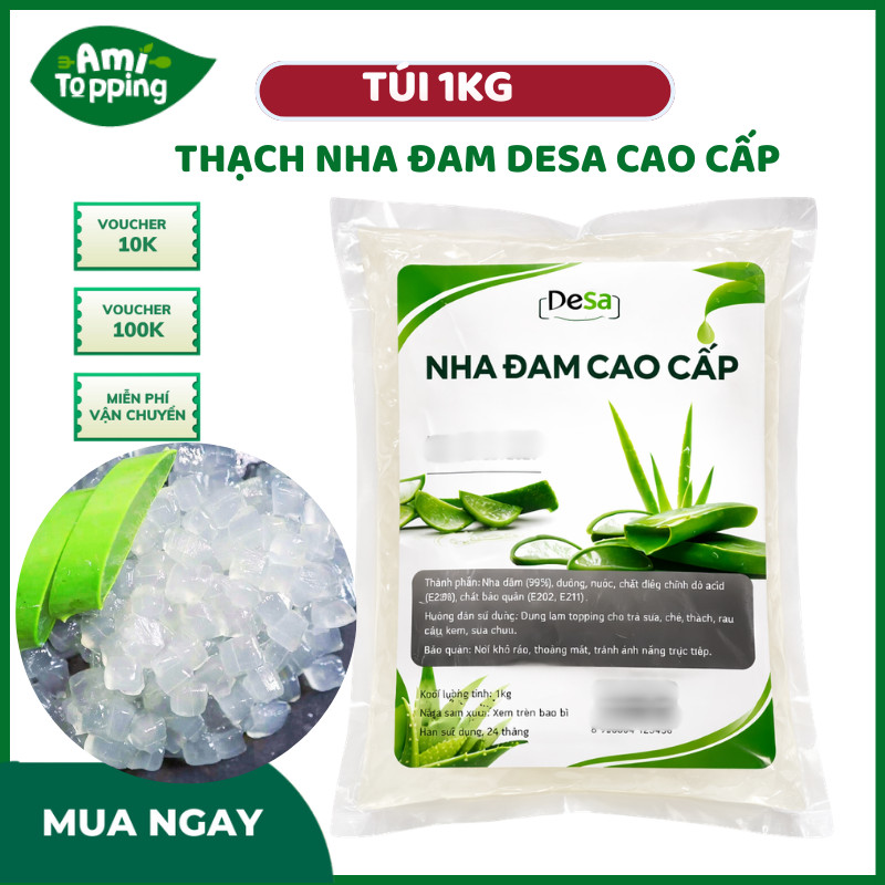Thạch Nha Đam Cao Cấp DESA Túi 1kg - Giòn Ngon Thanh Mát 100% Từ Nha Đam Tươi