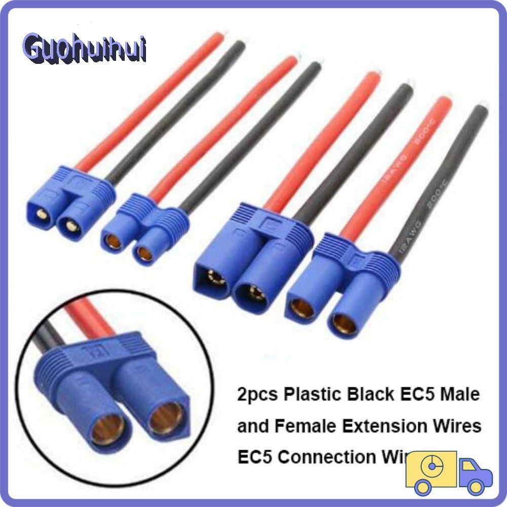 GUOHUIHUI 2 Dây Nối Dài, EC5 Nam Nữ 6 Kiểu Dây Kết Nối EC5, Dây Silicon 12AWG Màu Đen Nhựa