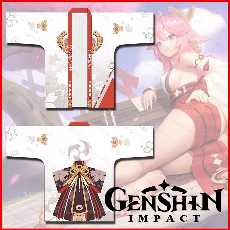 Áo Khoác cosplay Kimono Miko Haori Style Eula Genshin Impact, Phù Hợp Unisex & Plus Size