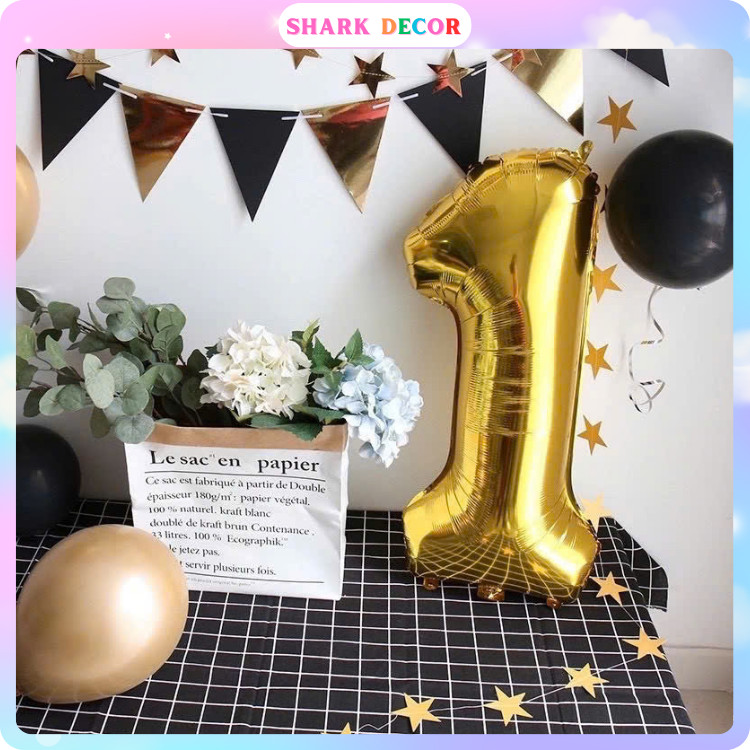 Bong Bóng số to 32 inch màu vàng- 75cm MT824