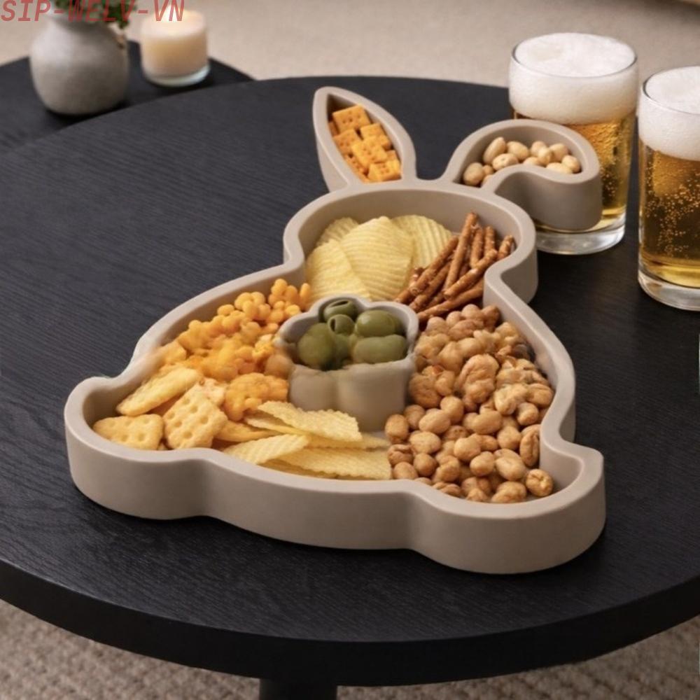 {WELV}Easter Rabbit Shape Decorative Tray  FOR PLA  Material Chinese Style Home Decor