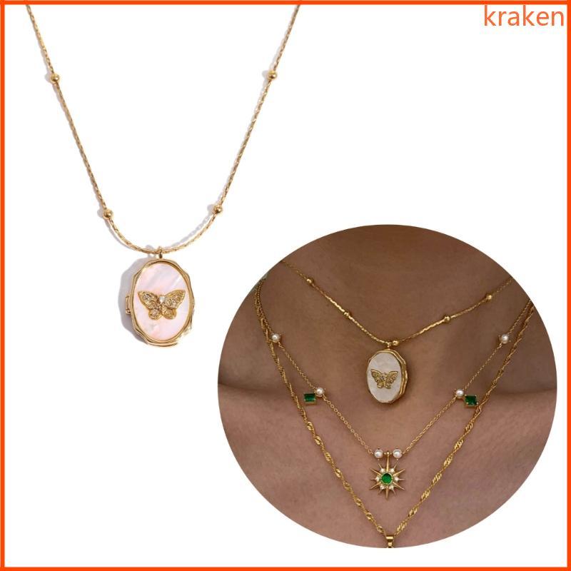 Butterfly Photo Locket Necklace Pendant Neckchain Women Girls Vintage Jewelry