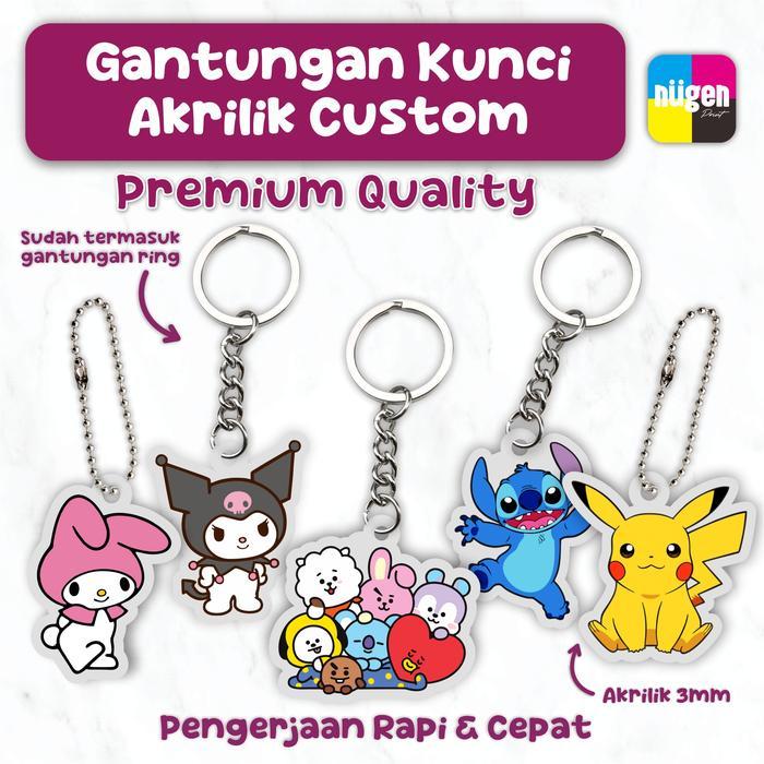 Gantungan Kunci Custom | Keychain Custom Acrylic Print | Ganci Bebas Desain Keychain Custom Design g