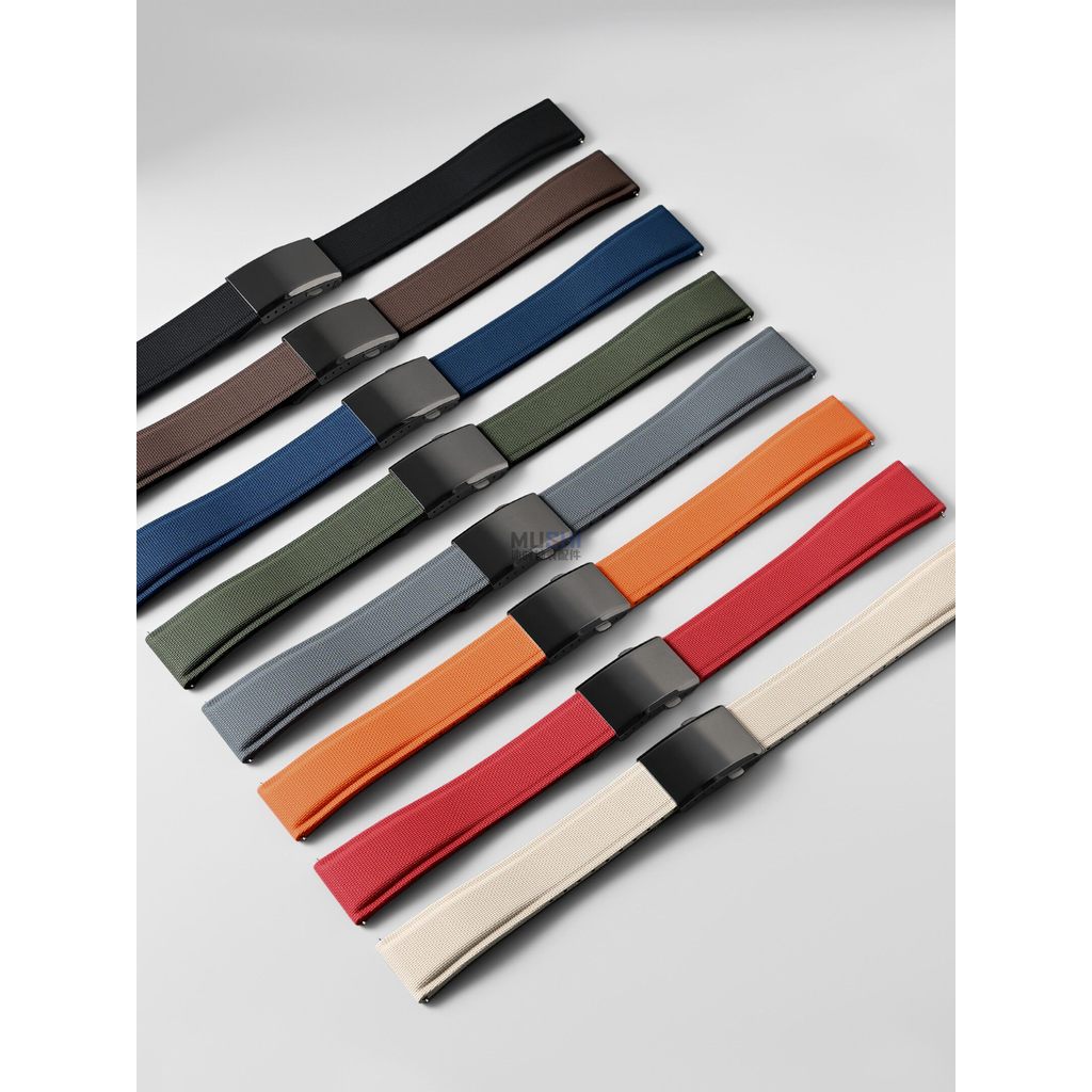 Dây đeo đồng hồ chống nước FKM fluororubber thích ứng với vòng đeo tay khóa gấp Omega Rolex Cartier 