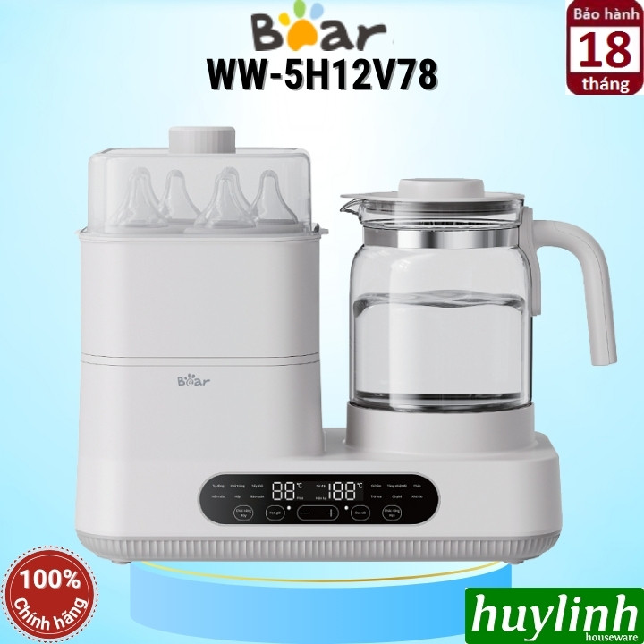 Máy hâm sữa tiệt trùng đun nước đa năng Bear WW-5H12V78 - 1.3 lít - 14 chức năng sử dụng