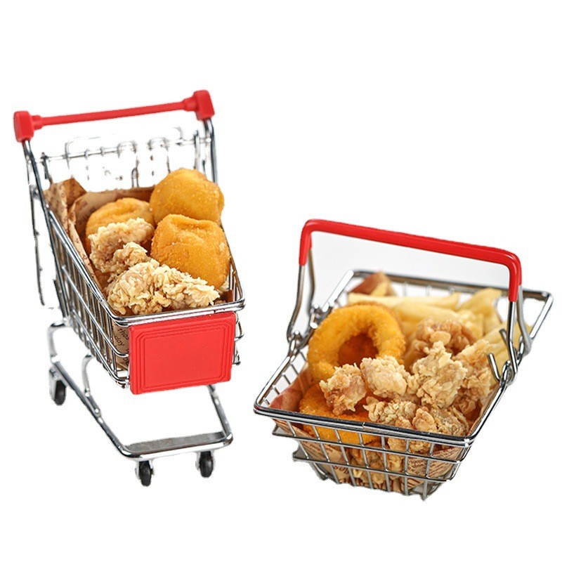 Sáng Tạo Bộ Đồ Ăn Nhanh Nhà Hàng Thực Phẩm Nhanh Nhà Hàng Sắt Mini Giỏ Mua Sắm Giỏ Giỏ Đựng Khoai Tâ