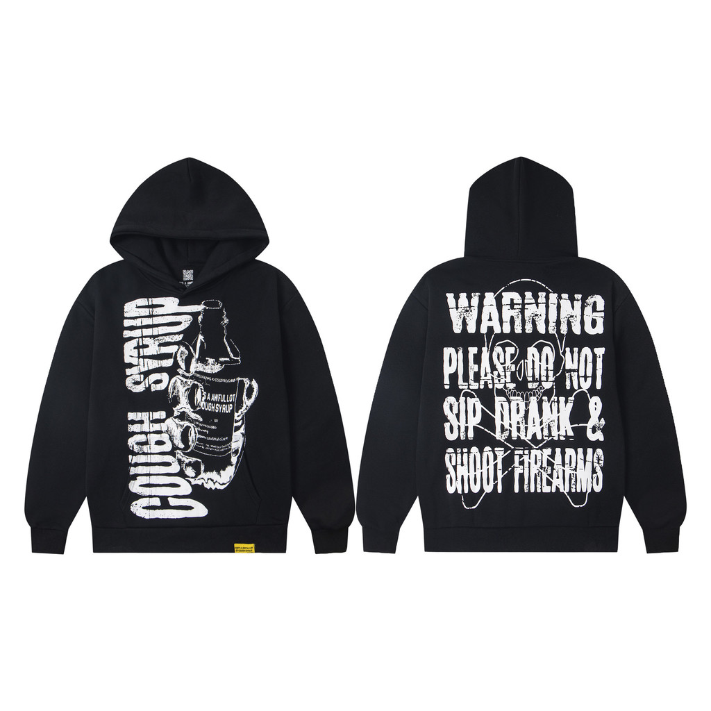 AMTG THAT'S A AWFUL LOT OF COUGH SYRUP Fleece-lined hooded sweatshirt in a loose fit