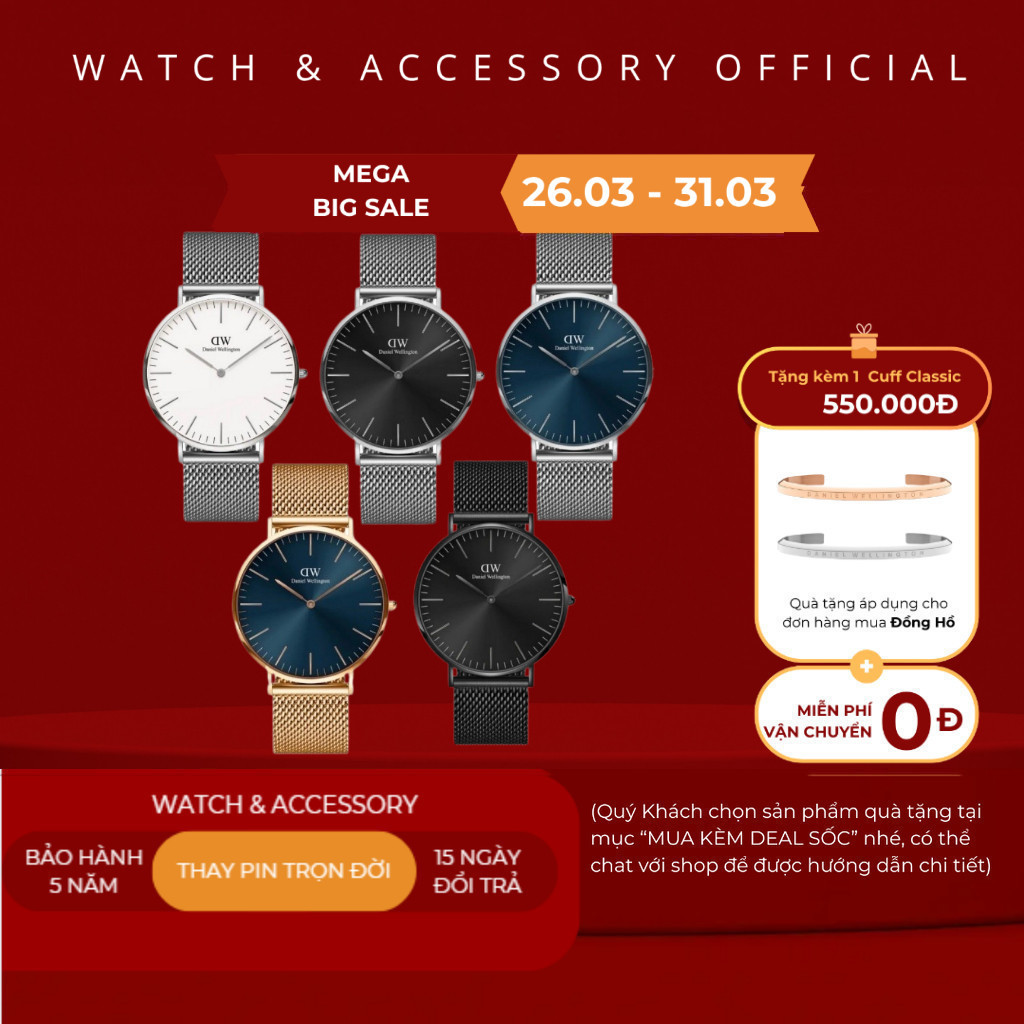 [Tặng Kèm Hộp Nơ] Đồng hồ Nam Classic Petite Dây Mesh 40mm - dwstoresg .