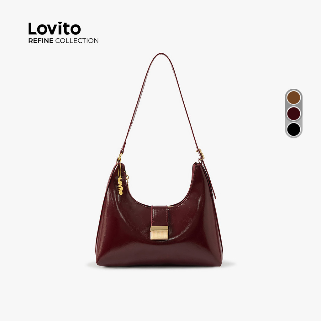 (Lovito Refine) Túi Đeo Vai Nhỏ Gài Khóa Đơn Giản Cho Nữ LR27E051
