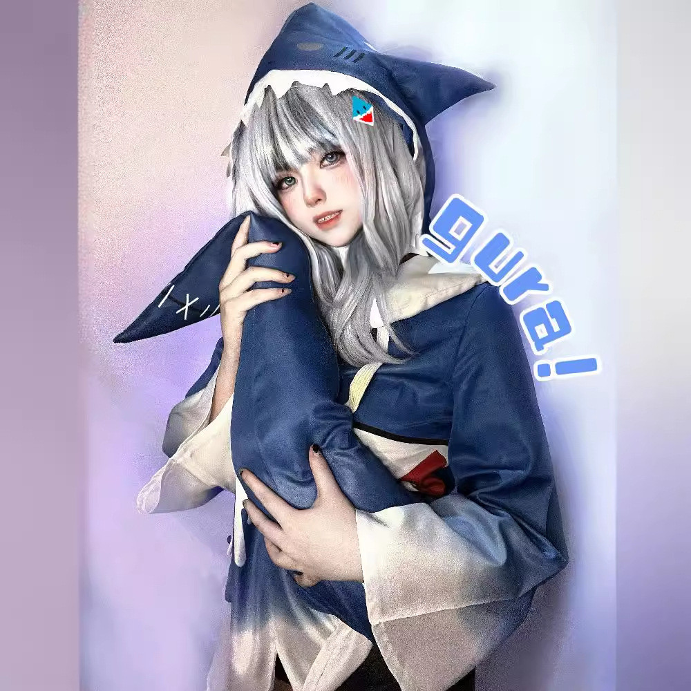 Có sẵn Trang phục Cosplay hololive VTuber Gawr Gura Cô gái cá mập Bộ đầy đủ Streamer ảo Anime