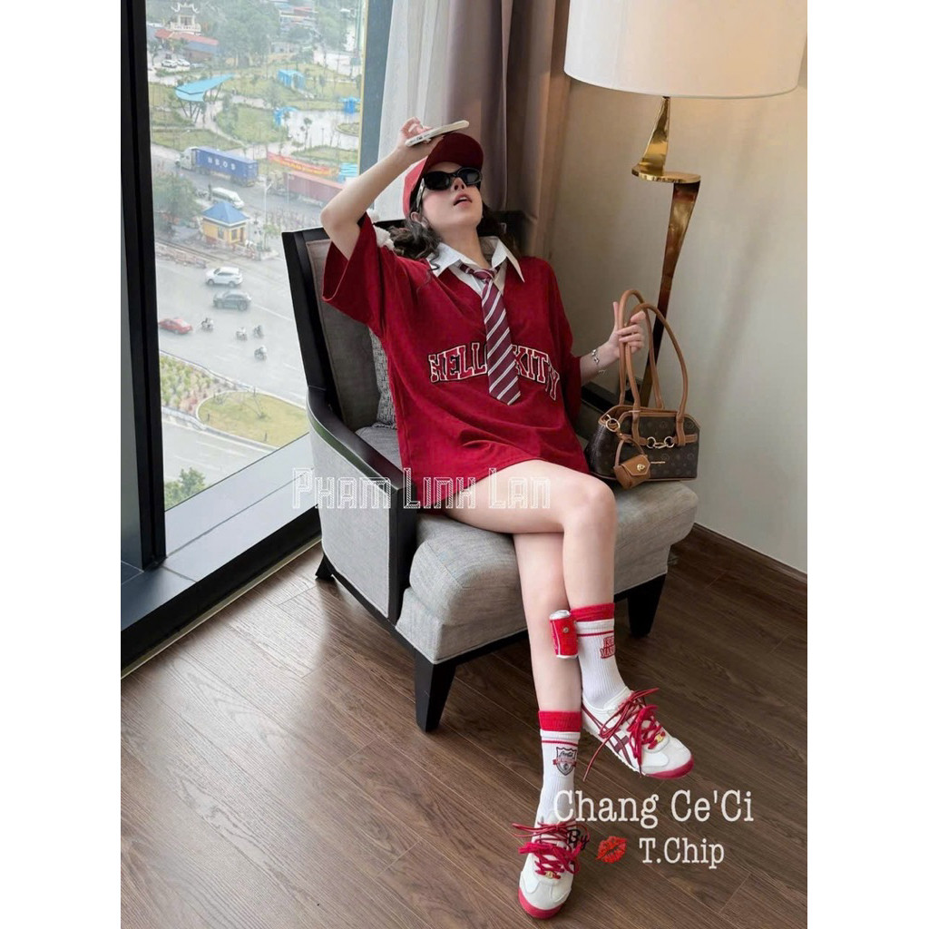 💋 Thun cộc 13dermazo cổ sơmi kèm gấu