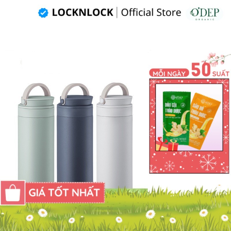 Bình giữ nhiệt LocknLock 475ml Metro Two Way LHC4274 - có quai xách, đế silicone chống trượt - CHEAP