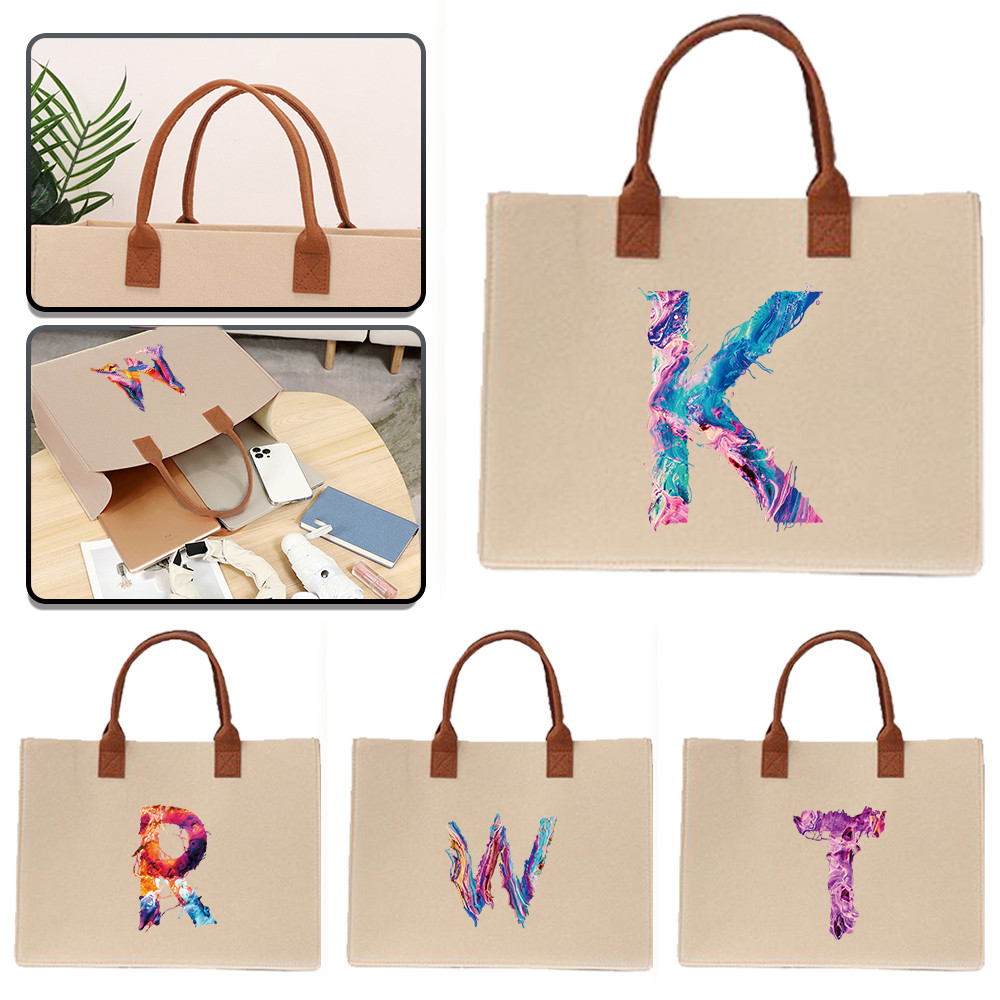 Thickened Commuter shopping bag In stock Exquisite print 【Lowest price】 Felt tote bag Large felt tot