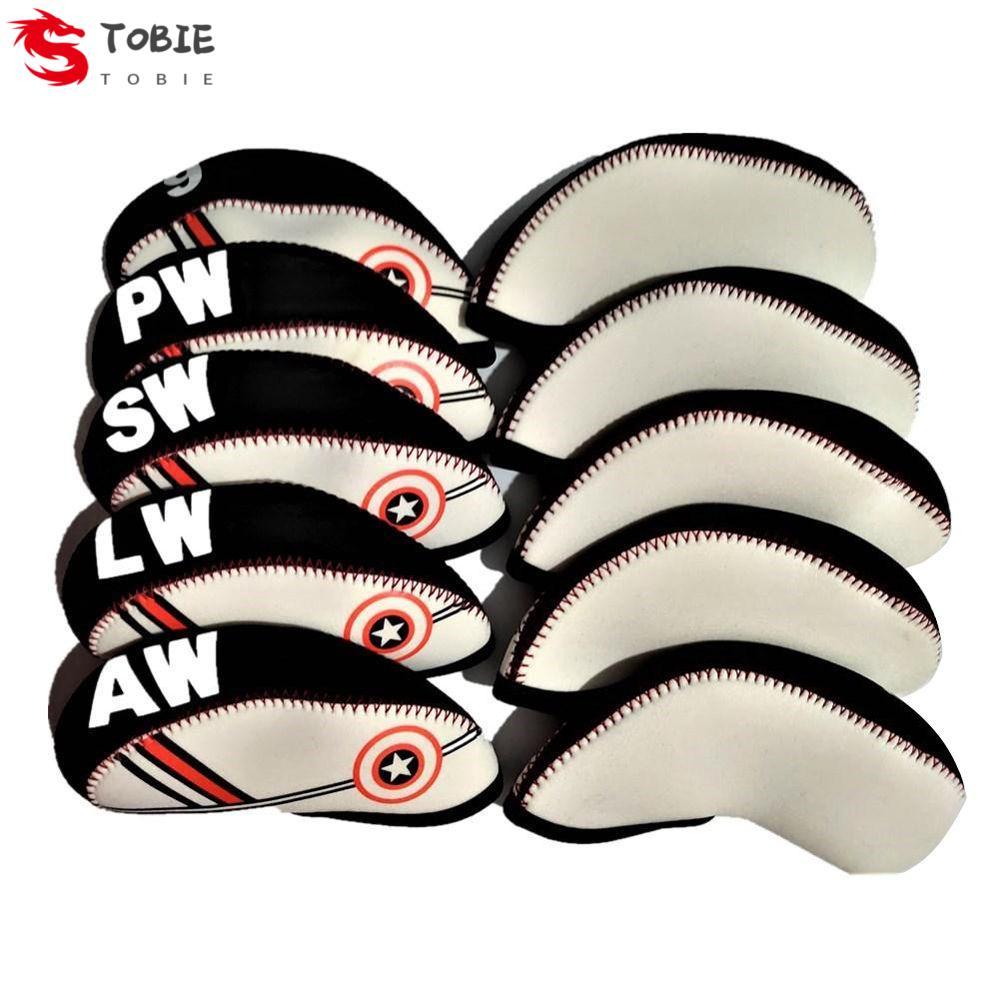 TOBIE Golf Iron Headcover Vỏ nêm 10 cái / bộ Bộ vỏ bọc sắt chơi gôn Vỏ bảo vệ với thiết kế số 4 5 6 