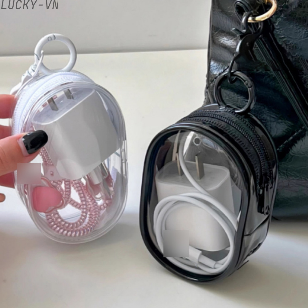 Lightweight PVC Transparent Storage Bag Charm Pendant with Cable Charger Feature