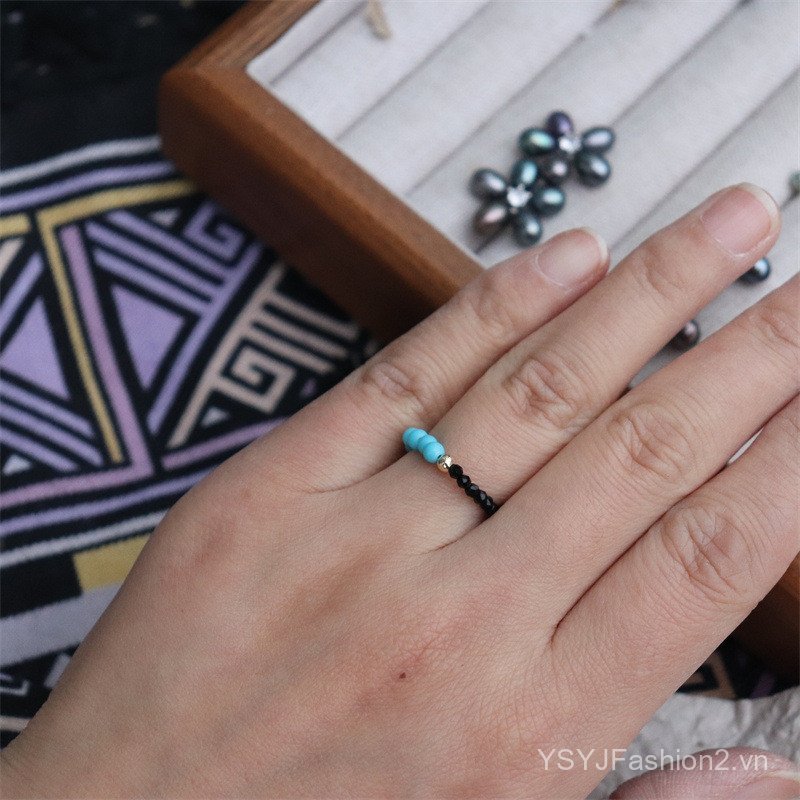 Vòng ngọc trai mã não ngọc trai nước ngọt co giãn Spinel màu đen