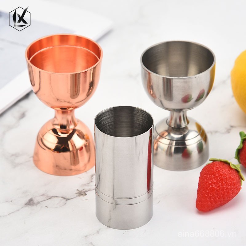 Thép không gỉ 304 Phong Cách Ấn Độ Rượu Thiết Bị Đo Dụng Cụ Pha Chế Hai Đầu Thẳng Cốc Đo Cân Ounce T