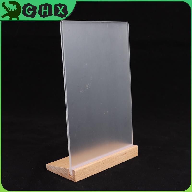 GHX Table Top Gỗ Acrylic Sign Holder Display Stand Double Sided, Bottom Load, Portrait Style Menu Pa