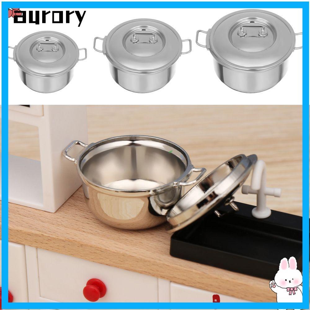 AURORY Nhà Búp Bê Phụ Kiện Chơi Nhà Bếp Đồ Chơi Nấu Ăn Búp Bê Đồ Dùng Nhà Bếp Mini Nồi