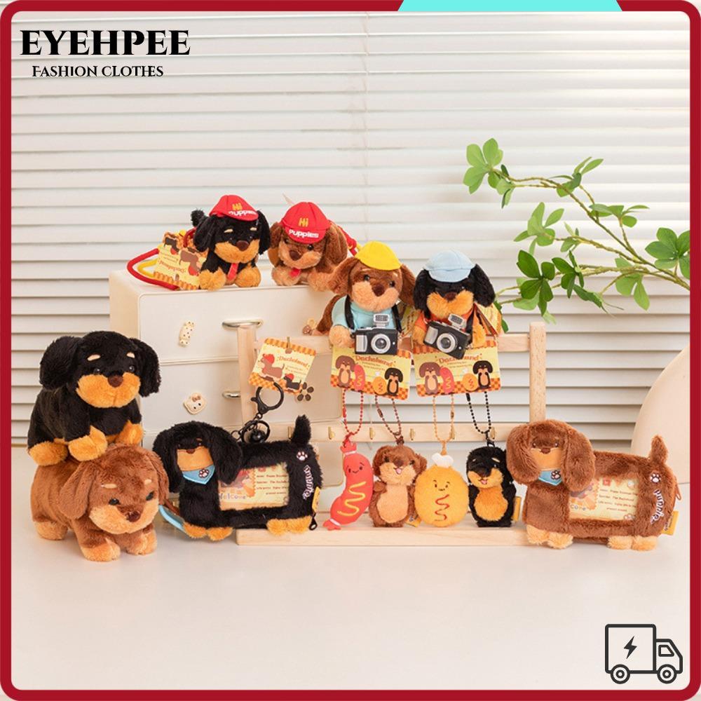 EYEHPEE Dachshund Dog Móc khóa, Furry Puppy Coin Purse Furry Puppy Keyring, Túi sáng tạo Mặt dây chu