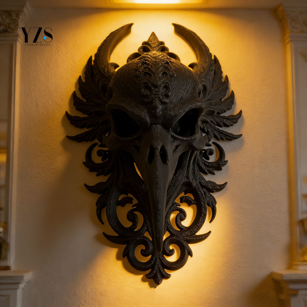 Nhẹ Raven Trang Trí Raven Skull Treo Tường Raven Skull Trang Trí Tường – Ma Quái Quạ Đầu Lâu Treo Đi