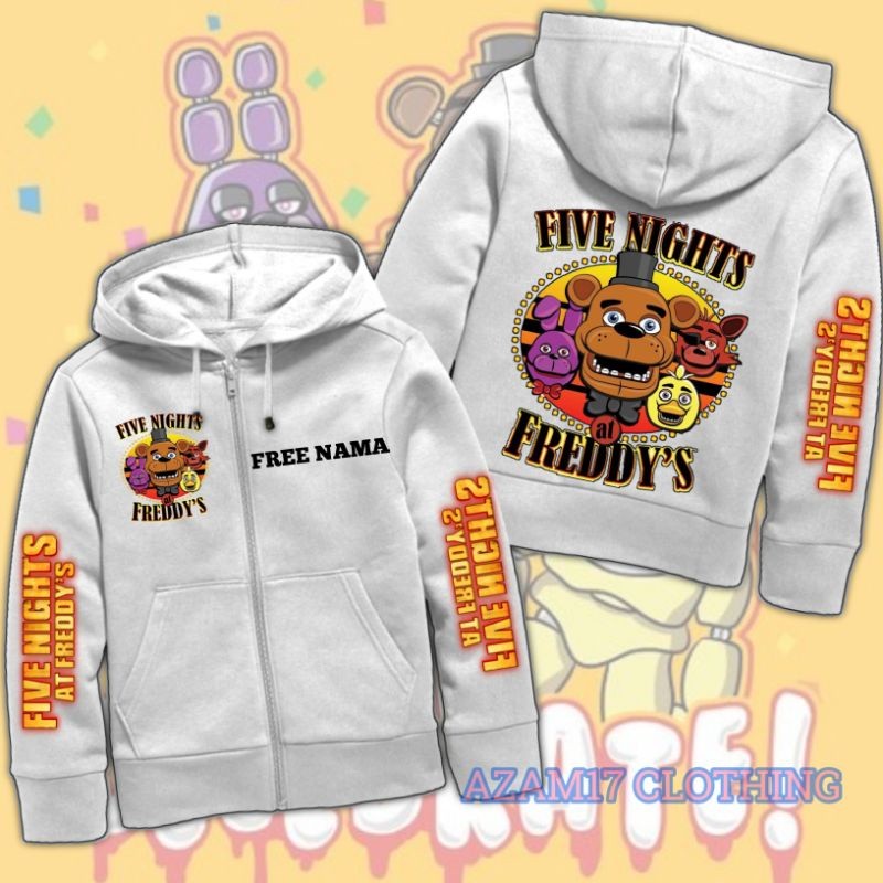 ❈ ่ FREDDY TRẺ EM ZIPPER HOODIE ÁO THUN MIỄN PHÍ FASSEAR FNAF ZIPPER ÁO THUN