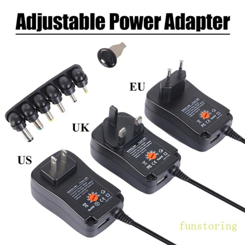 Universal Power Adapter with 6DC Plugs, Adjustable Voltage 3V to 12V Converter