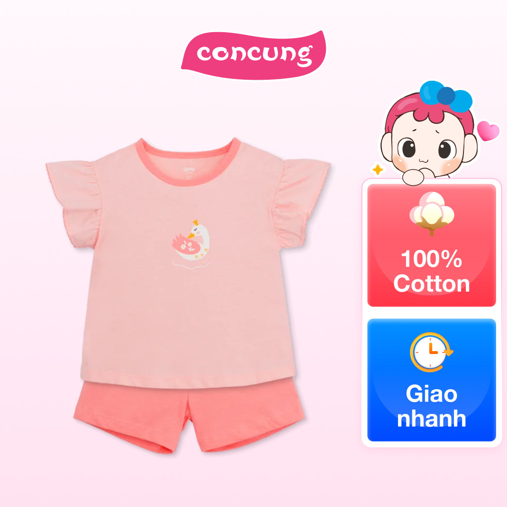 Bộ bé gái ngắn Animo Easy LU1125018 (3Y,Hồng,TT01)