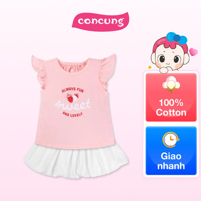 Bộ bé gái áo tay tiên váy bí Animo TX1125054 (5Y,Hồng-trắng,TT02)