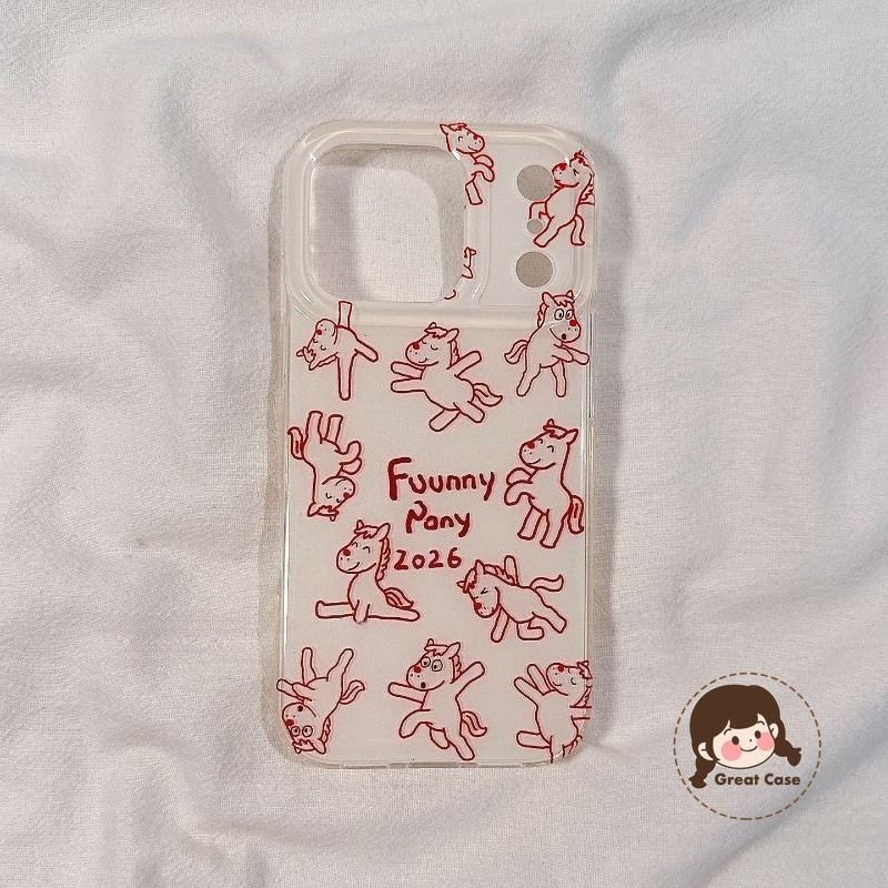 Năm Mới Ngộ nghĩnh Pony Ốp Lưng Điện Thoại Samsung Galaxy A57 A56 M56 F56 M06 F06 A55 A54 A50 A50S M