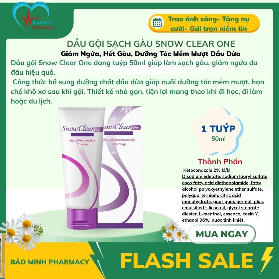 Dầu Gội Sạch Gàu Snow Clear One 50ml – Giảm Ngứa, Hết Gàu, Dưỡng Tóc Mềm Mượt Dầu Dừa