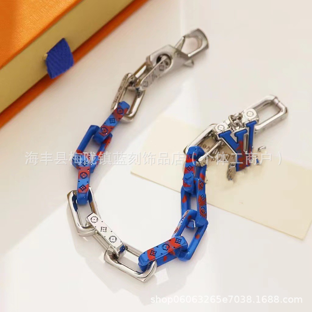 New Blue Retro Bamboo Chain Cuban Chain Unisex Necklace Light Luxury Simple Couple Style