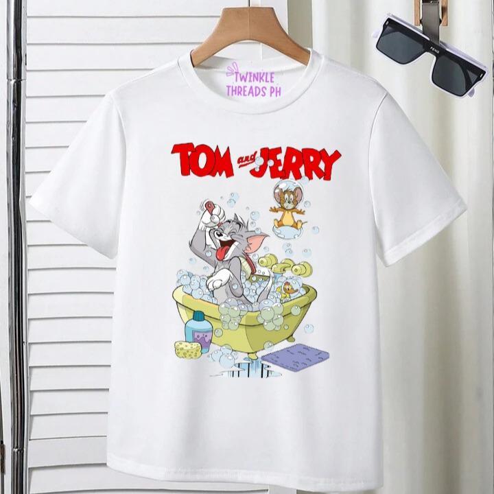 Chất lượng cao, Spandex Cotton, sơ mi, Tom & Jerry, áo bé trai
