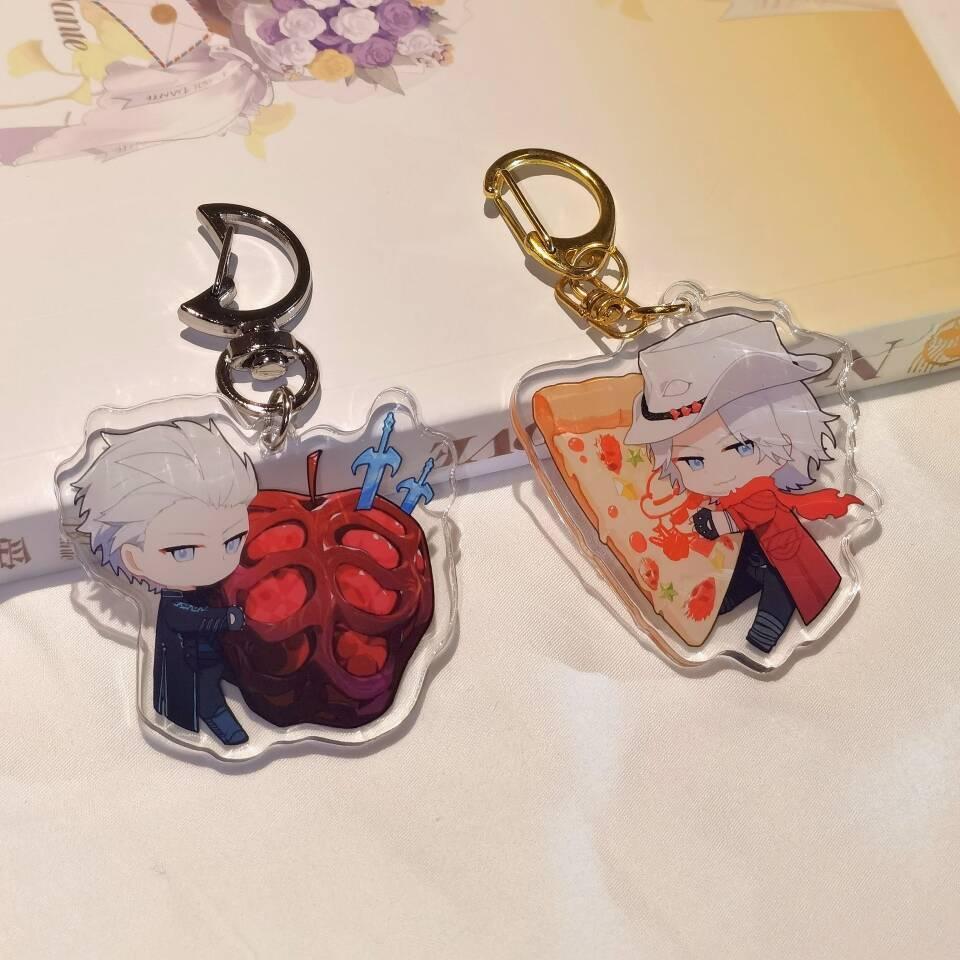 Vergil Anime Keychain Women Dante Acrylic Key Chain Man Key Ring Pendant Ornament Accessories Friend