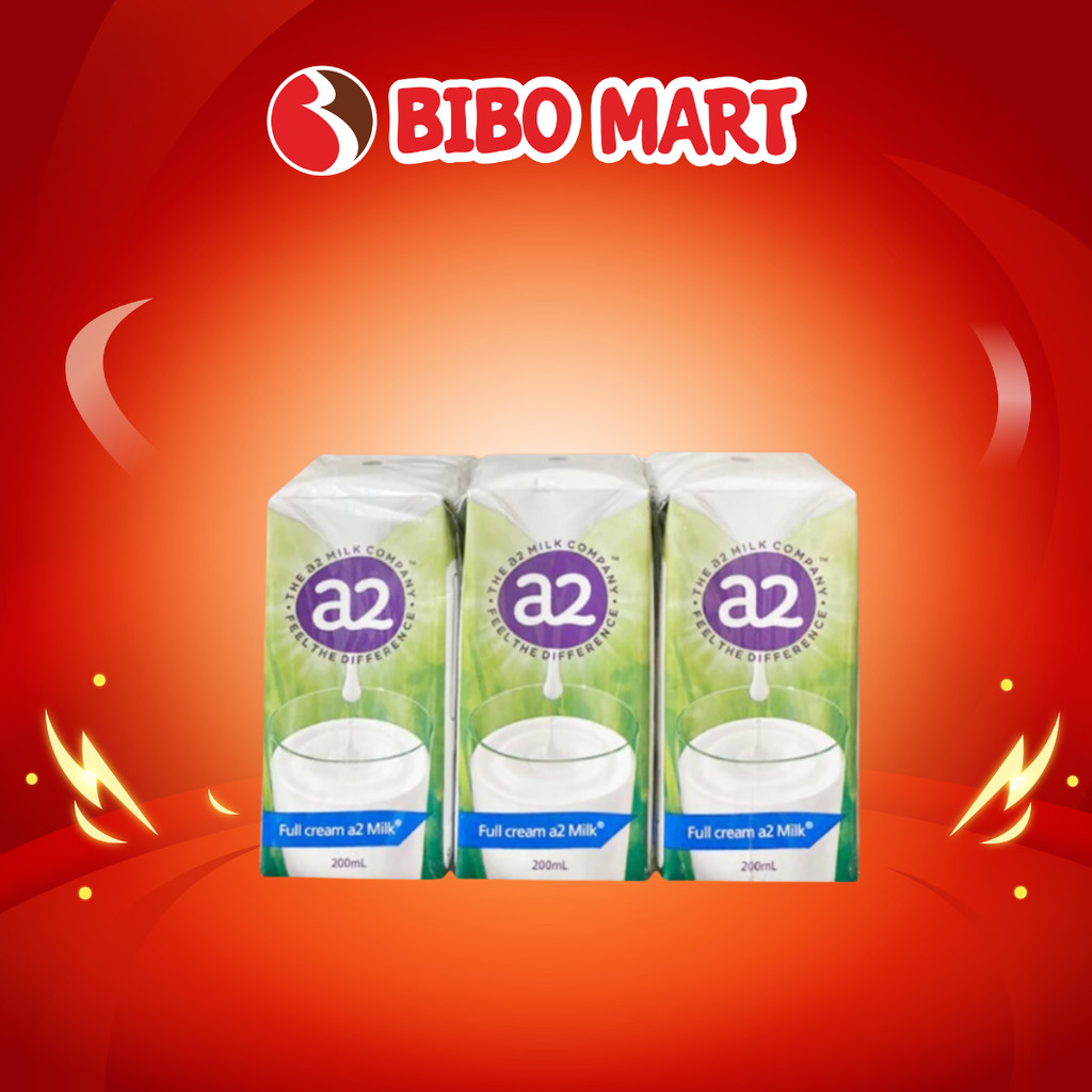 Sữa Tươi Tiệt Trùng Nguyên Kem A2 Lốc 6 Hộp 200ml Sữa Nước A2 Giúp Xương Chắc Khỏe - Bibo Mart