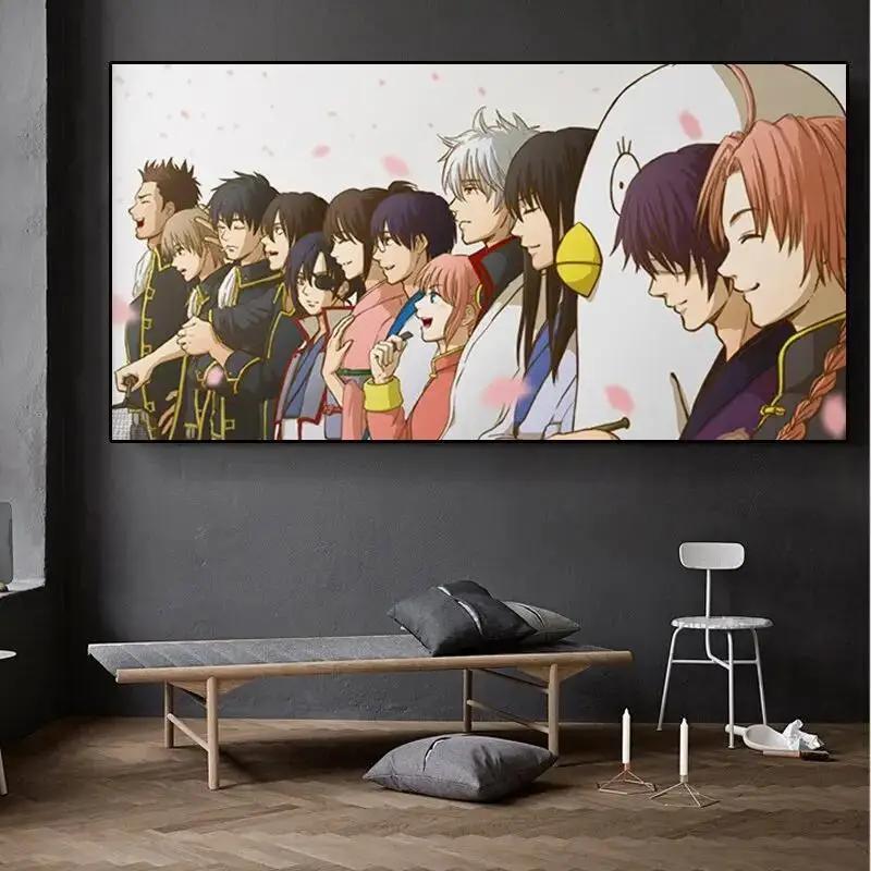 GINTAMA Anime Canvas Nghệ Thuật Treo Tường Poster Hoạt Hình Nhật Bản In Trang Trí Cho Phòng Khách Tr