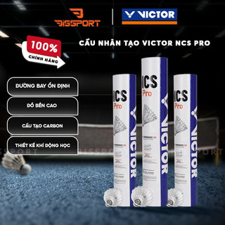 Ống Cầu Nhân Tạo Victor NCS Pro Chính Hãng - 12 Quả - Bán Nhân Tạo - Ổn Định - Chuẩn Thi Đấu - Bên Bỉ Từ Lông Cầu