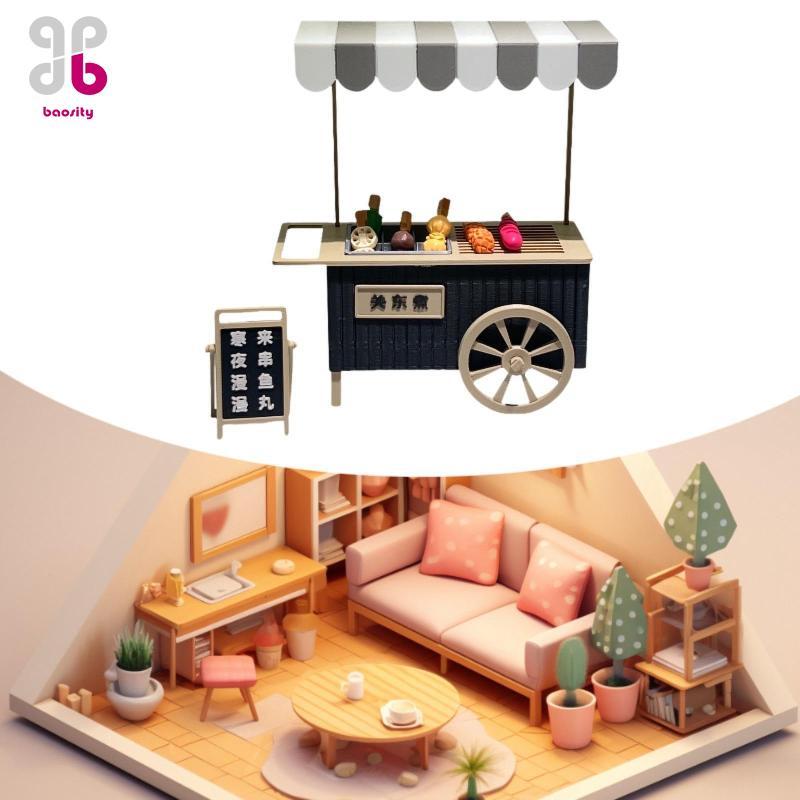 [Baosity] Nhà búp bê Oden Stall Stand Đồ chơi mô hình 1 / 12 Bàn trang trí xe nấu ăn Oden