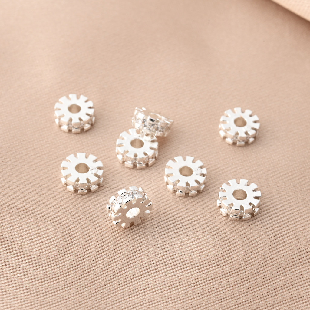 Hạt Spacer Bạc Dày dát Zircon Wheel diy