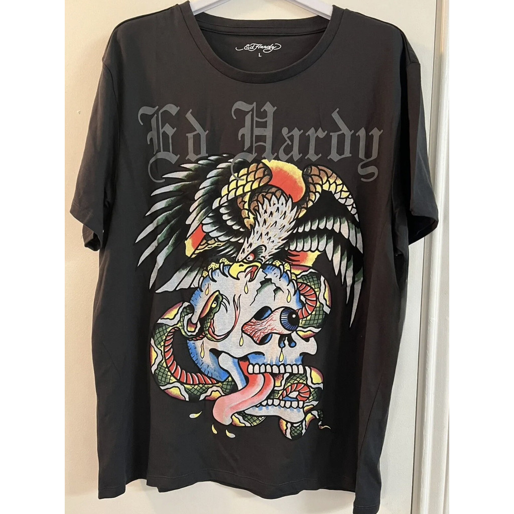 Áo thun cổ tròn cotton nguyên chất ED Hardy