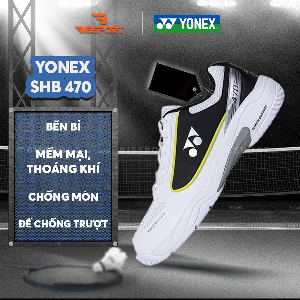Giày Cầu Lông Yonex SHB470CR Trắng Đen Chính Hãng - Đế Tổ Ong - Bám Mọi Sàn - Ổn Định - Nhẹ Nhàng
