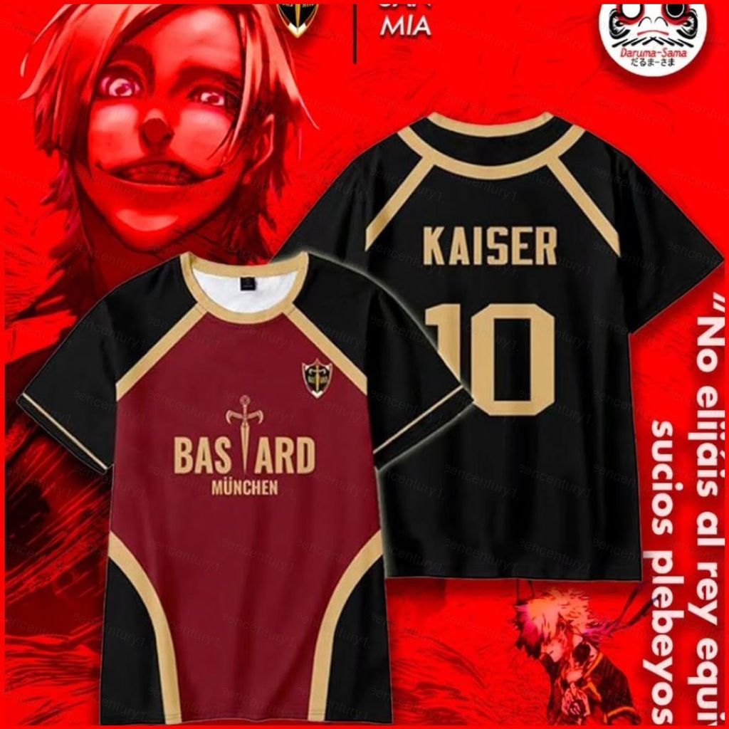 Áo thun Kaiser Barcha Jersey chất liệu cotton dày, phong cách anime, tay ngắn - Sản phẩm hàng đầu